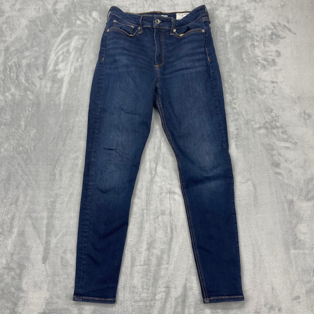 Rag & Bone Jeans Womens 29 Blue Denim Whiskered Mid Rise Slim Skinny Leg Outdoor